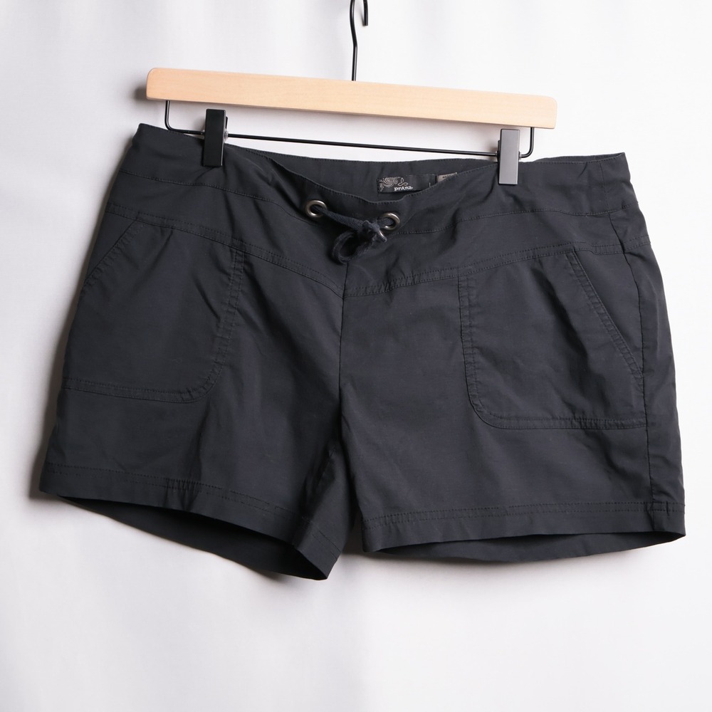 Prana Womens Halle Hiking Shorts Black Size Large Drawstring Stretch‎ Outdoor